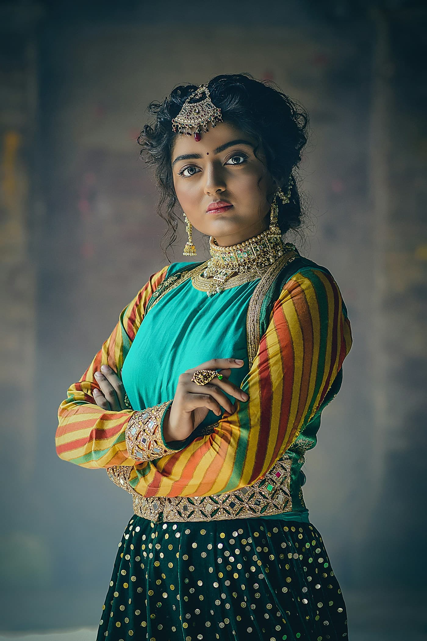 Indian fashion portrait with traditional jewelry